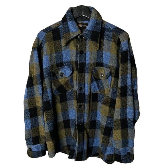 VTG Sears Plaid Burton Down Coat Mens Large - Picture 1 of 3